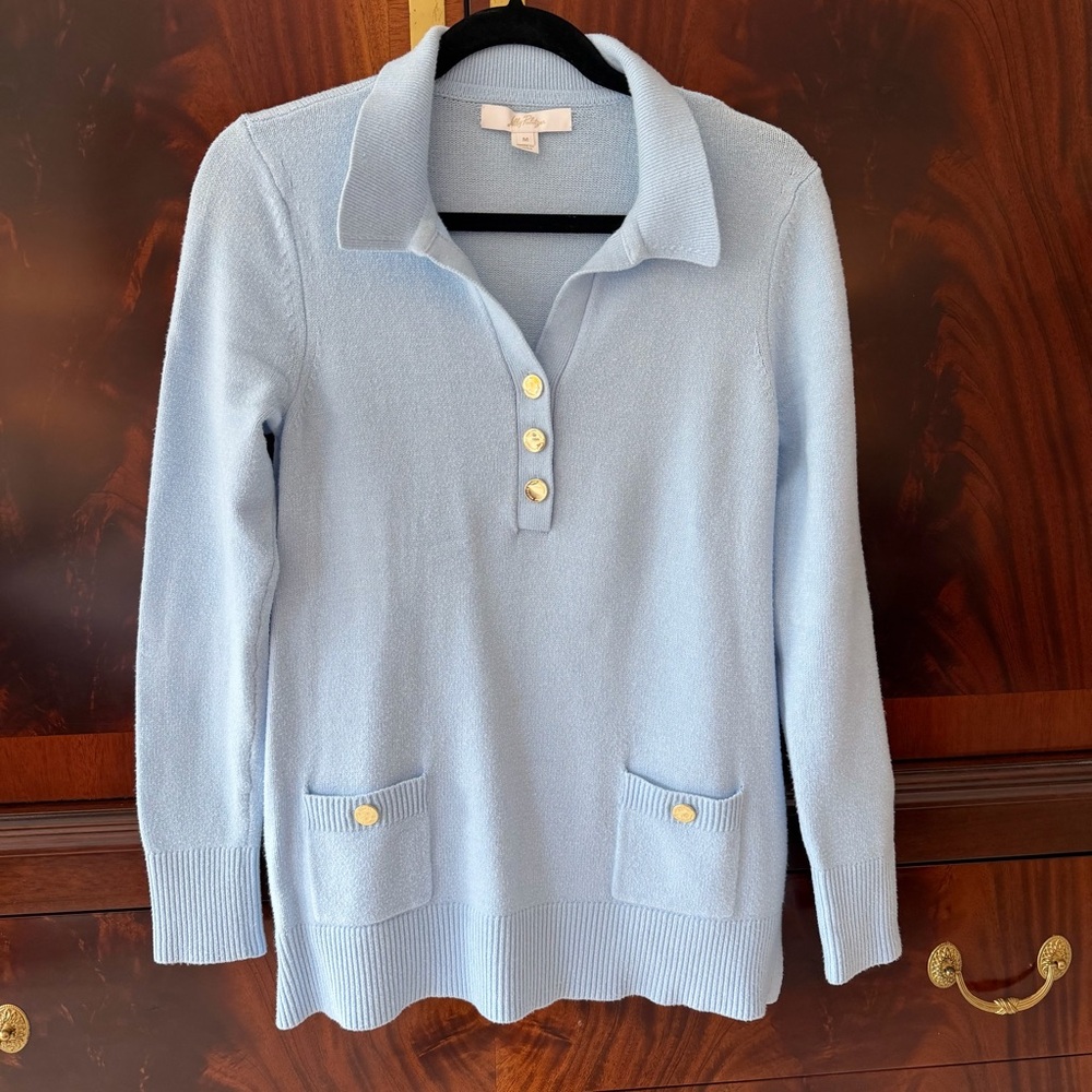 Lilly Pulitzer Jette Tunic Sweater Bonaire Blue Medium - Picture 7 of 17